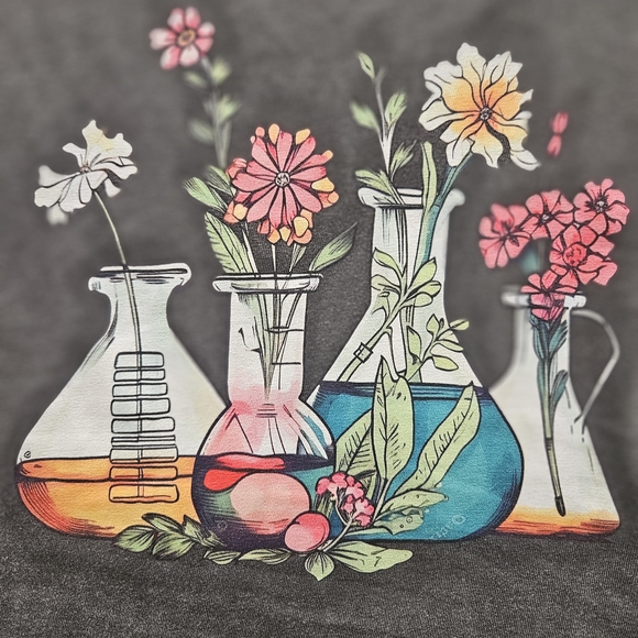 Comfort Colors Tops - Flowers And Science Tee, Size Small